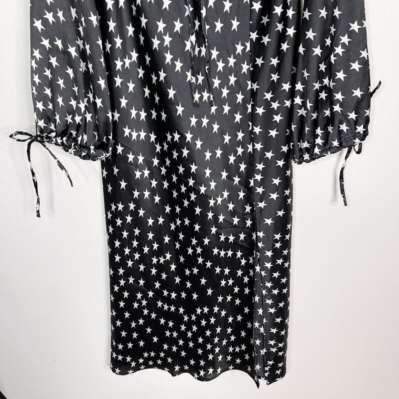 ASOS Maternity US 8 Black White Star Print Long Sleeve Maxi Dress Cinched VNeck - Picture 4 of 13